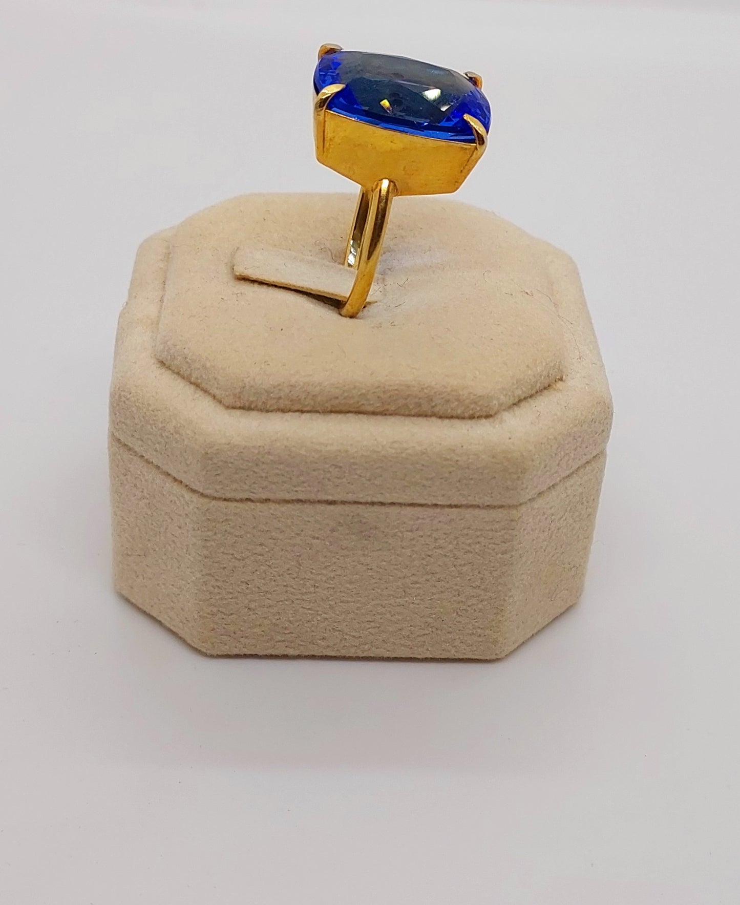 Anello argento dorato quarzo blu