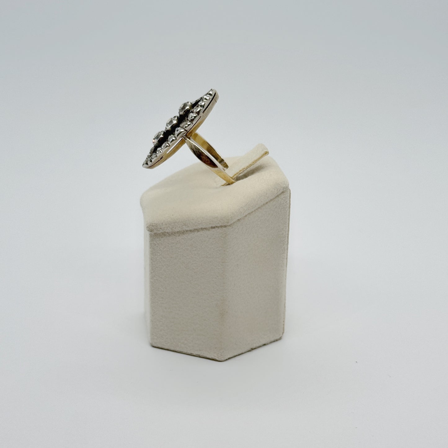 Anello spola in oro argento e diamanti XIX sec