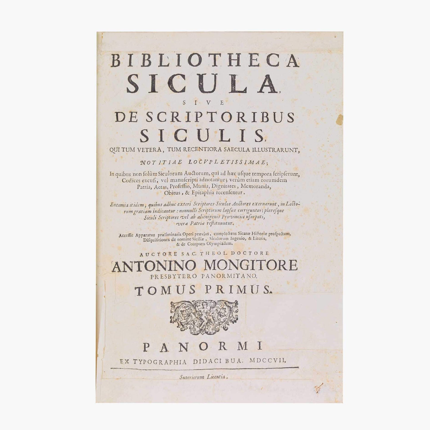 Bibliotheca Sicula A. Mongitore Palermo 1714