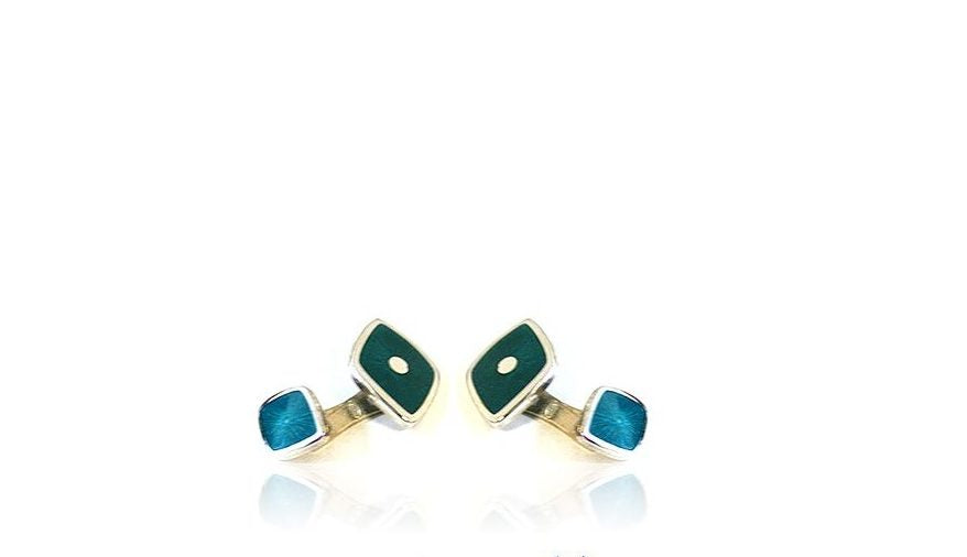Fermapolsi in argento e smalto azzurro