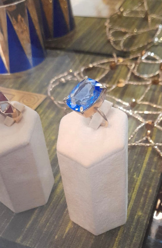 Silver ring with blue quartz