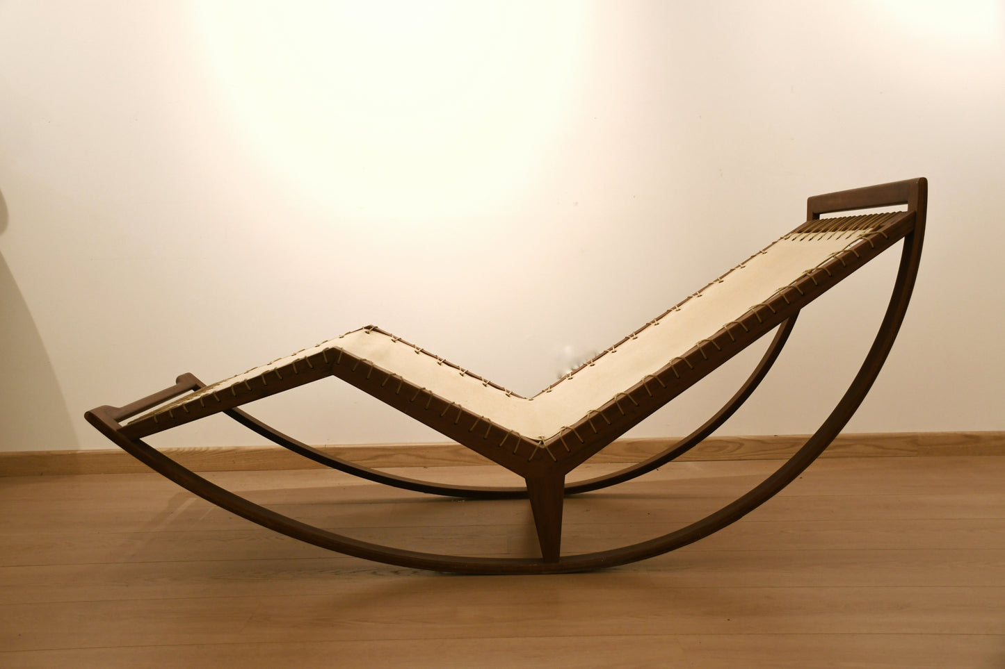 Chaise Longue a Dondolo in Legno e Tela Franco Albini