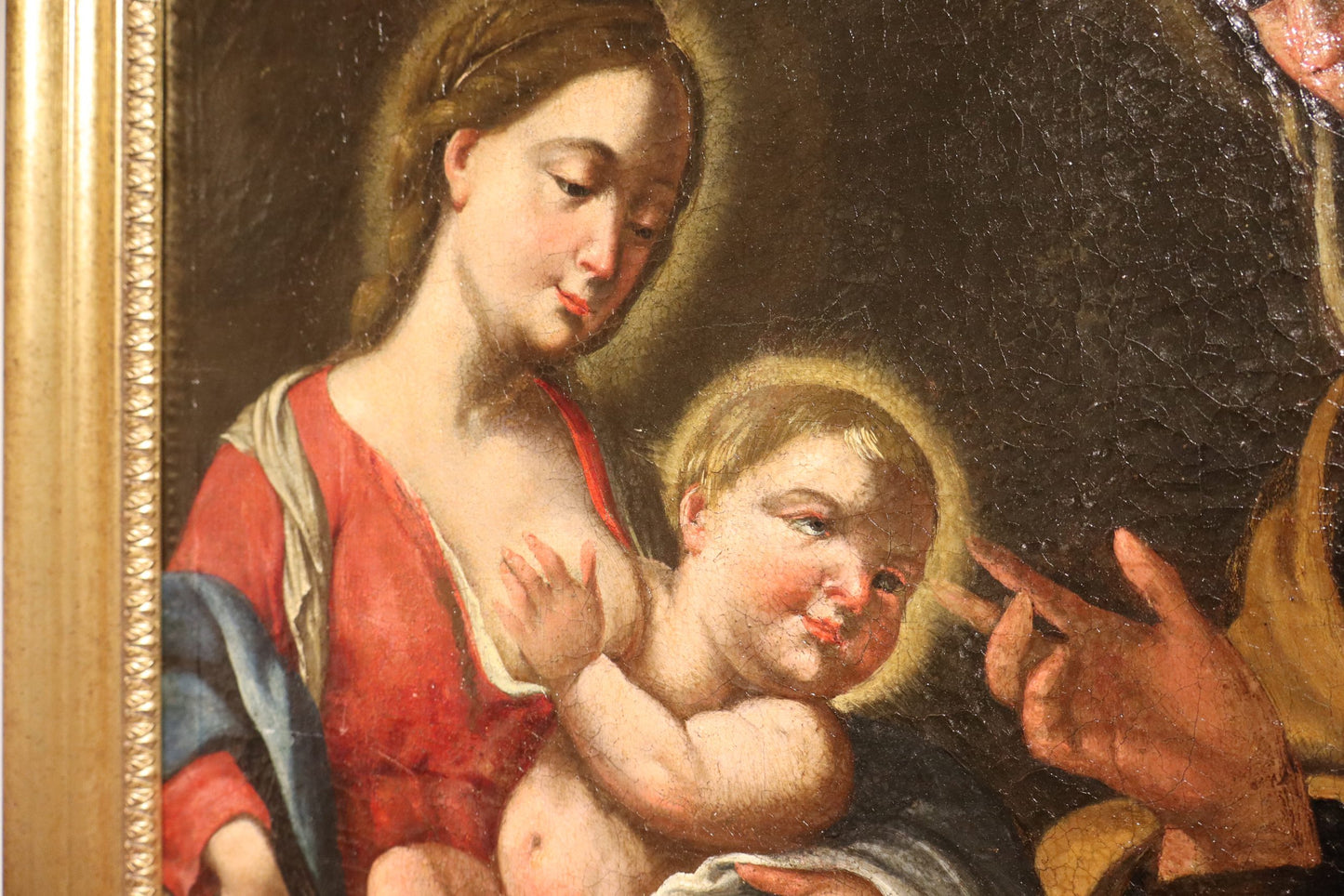 Quadro olio su tela Madonna con bambino XVII secolo