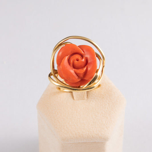 Anello oro giallo e rosa corallo