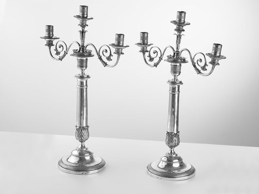 Coppia candelabri in argento