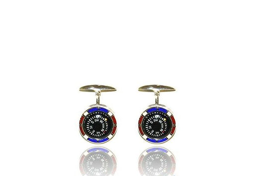 Fermapolsi in argento e smalto a forma di bussola